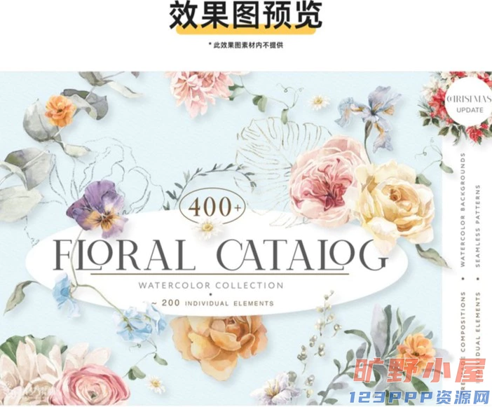 优雅艺术水彩手绘花卉字母边框拼贴剪贴画插画PNG免扣设计素材(001) 优雅艺术水彩手绘花卉字母边框拼贴剪贴画插画PNG免扣设计素材(001)