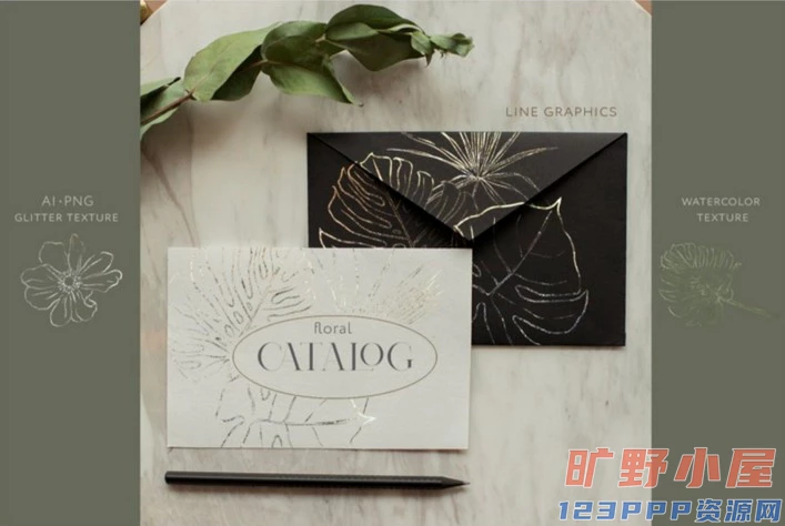 优雅艺术水彩手绘花卉字母边框拼贴剪贴画插画PNG免扣设计素材(017)