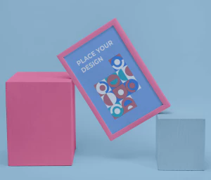 品牌包装盒卡片相框杯子文创产品VI提案展示效果智能贴图PSD样机【018】