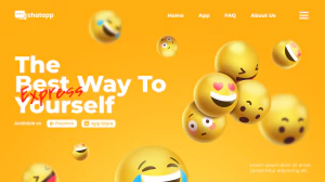 创意趣味潮流3D立体笑脸表情包元素海报网站登录页模板PSD素材【005】