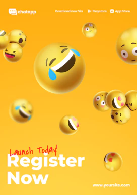 创意趣味潮流3D立体笑脸表情包元素海报网站登录页模板PSD素材【011】