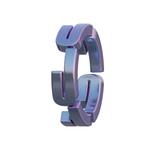 潮流酸性3D立体镀铬刻字金属圆环字母数字PNG免扣图片设计素材【046】