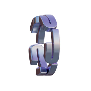 潮流酸性3D立体镀铬刻字金属圆环字母数字PNG免扣图片设计素材【047】