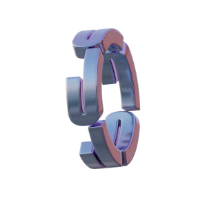 潮流酸性3D立体镀铬刻字金属圆环字母数字PNG免扣图片设计素材【049】