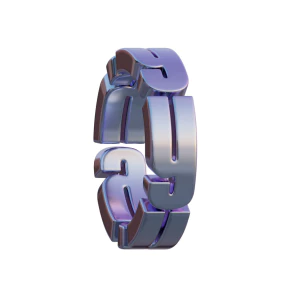 潮流酸性3D立体镀铬刻字金属圆环字母数字PNG免扣图片设计素材【122】