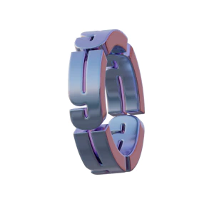 潮流酸性3D立体镀铬刻字金属圆环字母数字PNG免扣图片设计素材【124】