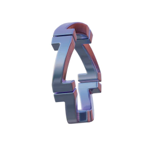 潮流酸性3D立体镀铬刻字金属圆环字母数字PNG免扣图片设计素材【129】