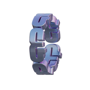 潮流酸性3D立体镀铬刻字金属圆环字母数字PNG免扣图片设计素材【136】