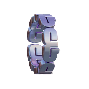 潮流酸性3D立体镀铬刻字金属圆环字母数字PNG免扣图片设计素材【137】
