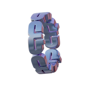 潮流酸性3D立体镀铬刻字金属圆环字母数字PNG免扣图片设计素材【139】