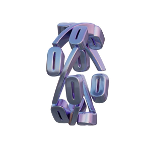 潮流酸性3D立体镀铬刻字金属圆环字母数字PNG免扣图片设计素材【166】