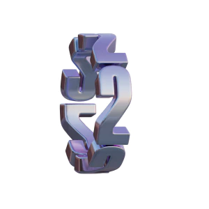 潮流酸性3D立体镀铬刻字金属圆环字母数字PNG免扣图片设计素材【177】