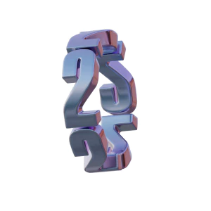 潮流酸性3D立体镀铬刻字金属圆环字母数字PNG免扣图片设计素材【179】
