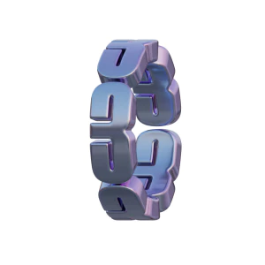 潮流酸性3D立体镀铬刻字金属圆环字母数字PNG免扣图片设计素材【181】