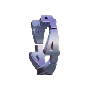 潮流酸性3D立体镀铬刻字金属圆环字母数字PNG免扣图片设计素材【187】