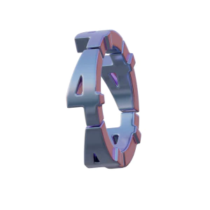 潮流酸性3D立体镀铬刻字金属圆环字母数字PNG免扣图片设计素材【189】