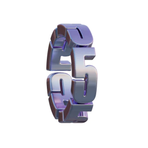 潮流酸性3D立体镀铬刻字金属圆环字母数字PNG免扣图片设计素材【192】