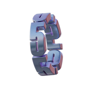 潮流酸性3D立体镀铬刻字金属圆环字母数字PNG免扣图片设计素材【194】