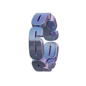 潮流酸性3D立体镀铬刻字金属圆环字母数字PNG免扣图片设计素材【196】
