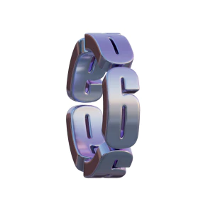 潮流酸性3D立体镀铬刻字金属圆环字母数字PNG免扣图片设计素材【197】