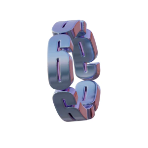 潮流酸性3D立体镀铬刻字金属圆环字母数字PNG免扣图片设计素材【199】