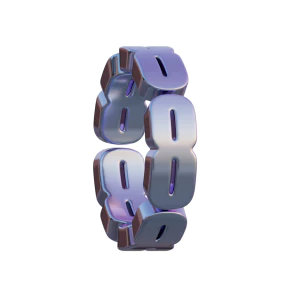 潮流酸性3D立体镀铬刻字金属圆环字母数字PNG免扣图片设计素材【207】