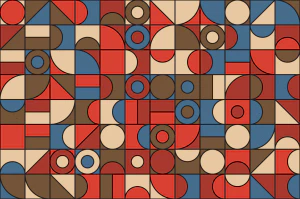 蒙德里安孟菲斯撞色拼接创意几何构成图案背景纹理图片AI设计素材【010】