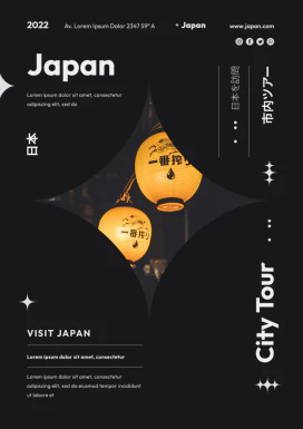 潮流文艺日系日式城市旅游海报邀请函新媒体推广海报PSD设计素材【020】