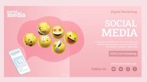 创意趣味潮流笑脸表情包元素新媒体推广海报排版模板PSD设计素材【001】