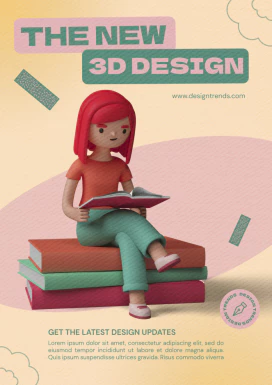 创意趣味3D立体人物互联网科技办公场景插画海报PSD分层设计素材【002】