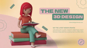创意趣味3D立体人物互联网科技办公场景插画海报PSD分层设计素材【005】