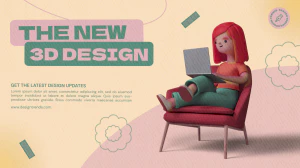 创意趣味3D立体人物互联网科技办公场景插画海报PSD分层设计素材【006】
