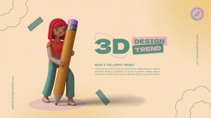 创意趣味3D立体人物互联网科技办公场景插画海报PSD分层设计素材【008】