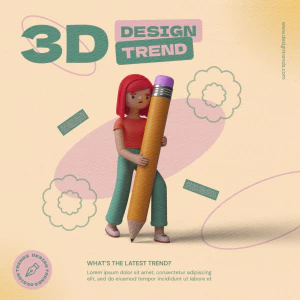 创意趣味3D立体人物互联网科技办公场景插画海报PSD分层设计素材【013】