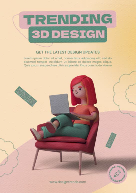 创意趣味3D立体人物互联网科技办公场景插画海报PSD分层设计素材【020】