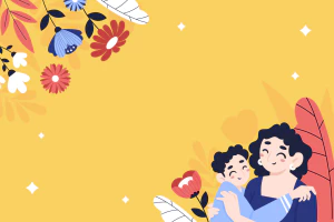 手绘卡通花朵元素温馨母亲节节日海报贺卡封面模板AI矢量设计素材【008】