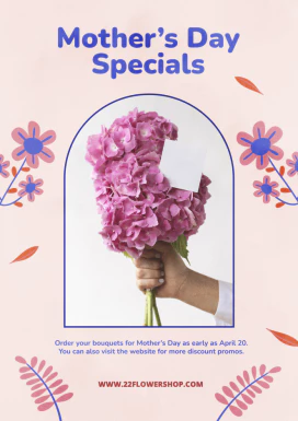 温馨花朵元素母亲节节日宣传网页海报模板PSD分层设计素材源文件【014】