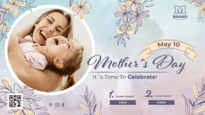 温馨花朵花束母亲节节日宣传海报网站登录页模板PSD分成设计素材【002】