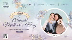温馨花朵花束母亲节节日宣传海报网站登录页模板PSD分成设计素材【003】