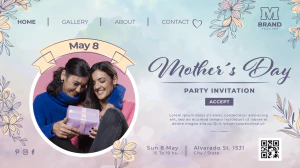 温馨花朵花束母亲节节日宣传海报网站登录页模板PSD分成设计素材【004】