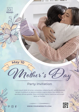 温馨花朵花束母亲节节日宣传海报网站登录页模板PSD分成设计素材【007】