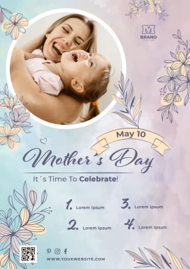 温馨花朵花束母亲节节日宣传海报网站登录页模板PSD分成设计素材【009】