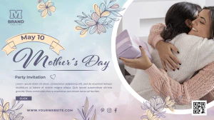 温馨花朵花束母亲节节日宣传海报网站登录页模板PSD分成设计素材【012】