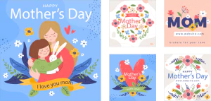 手绘卡通小清新系列母亲节节日快乐海报展板插画AI矢量设计素材【027】