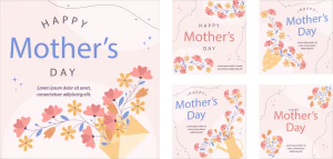 手绘卡通小清新系列母亲节节日快乐海报展板插画AI矢量设计素材【079】
