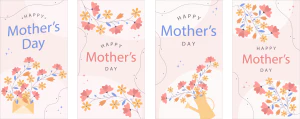 手绘卡通小清新系列母亲节节日快乐海报展板插画AI矢量设计素材【080】
