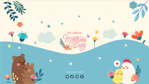 手绘卡通小清新系列母亲节节日快乐海报展板插画AI矢量设计素材【100】