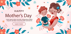 手绘卡通小清新系列母亲节节日快乐海报展板插画AI矢量设计素材【223】