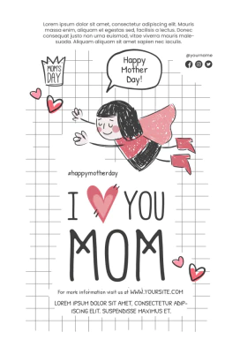 趣味卡通手绘母亲节节日快乐海报网站登录页模板PSD分层设计素材【002】