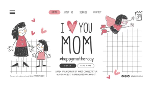 趣味卡通手绘母亲节节日快乐海报网站登录页模板PSD分层设计素材【004】